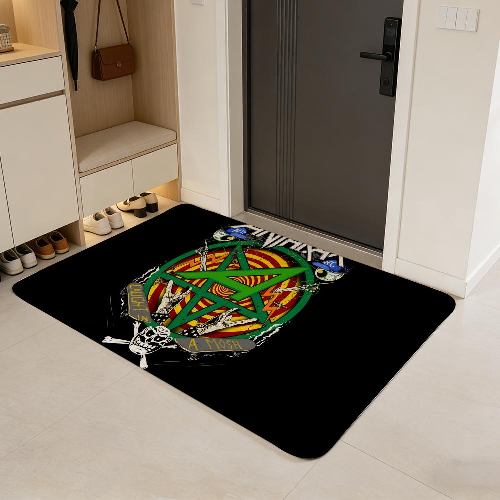 

band A-Anthrax Floor Mat Flannel Door Mat Non-Slip Absorbent Washable Indoor Home Rug 40x60cm