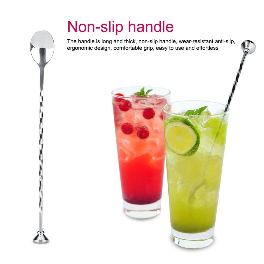 Long Handle Cocktail Drink Mixer Stainless Steel Mixing Spoon Multi-Function Drink Stirrer  Coffee