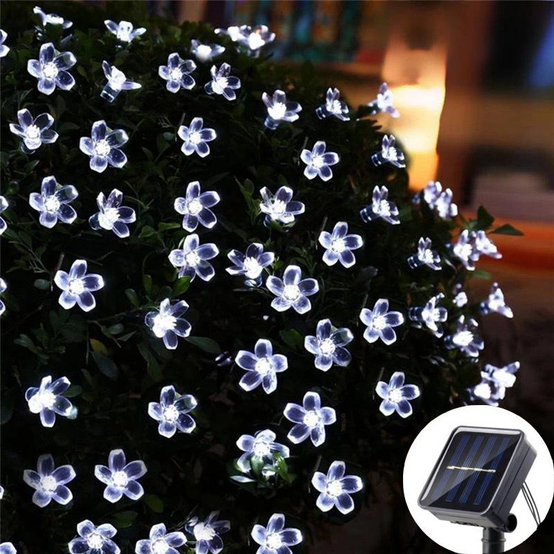 Garden Decoration Christmas Wedding Party 5/7/12M Solar Flower String Lights Fairy LED Lights String Outdoor Lighting for Home