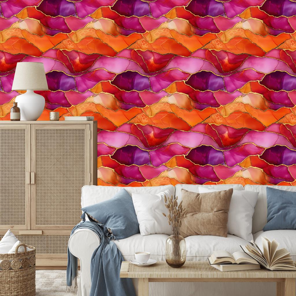 Ink red, peach and purple wallpaper 50x1000