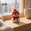 Christmas Snowman Ornament 3D Printed Knitted Figurine, Statue with Red Knit Festive Decor Hat and Scarf, Mini Sculpture for Holiday Desk Decoration
