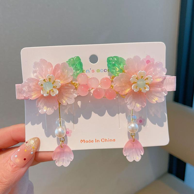 

1 пара шпилек для волос с цветами в стиле ханьфу, детские шпильки с кисточками в античном стиле, головные уборы для девочек, аксессуары для волос на челку A5