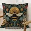 Retro Bee And Crown Design Decorative Pillowcase 45X45Cm Zipper Closure Polyester For Sofa, Living Room Decor Cushion Cover
