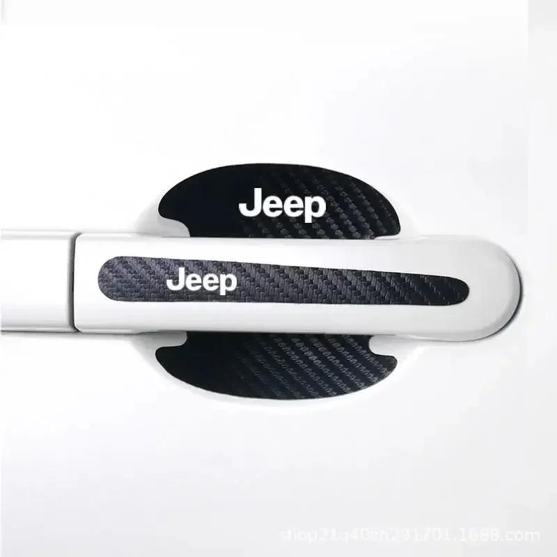 Car Emblem Badge Door Handle Anti-scratch Sticker for Jeep Liberty Patriot Wrangler JK Renegade Compass Grand Cherokee Rubicon AKY1