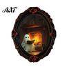 Dark Aesthetic Metal Cabinet Magnets Halloween Wooden Refrigerator Magnets, Vintage Gothic Oval Frame Fridge with Witch Indoor Theme Decorations Ghost