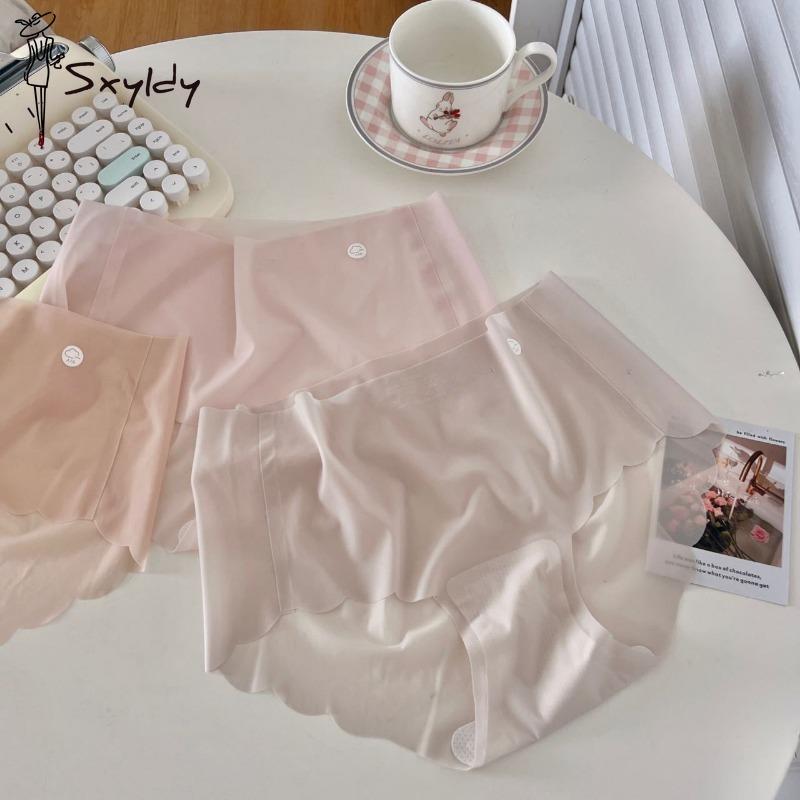 Summer Ice Silk Seamless Thin Mid-waist Ultra-thin Large Size Underwear Breathable Hip-covering Quick-drying Briefs
