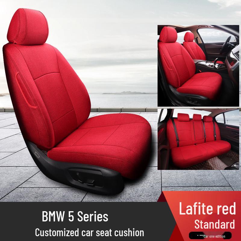 BMW 5 Series Universal Linen Car Seat Cushion - Full Coverage for New Models, 5-Seater Four Seasons Set.