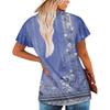 Women's Tunic Tops Elegant Casual Summer Short Sleeve Shirts Floral Loose Pleated Bohemian Tops