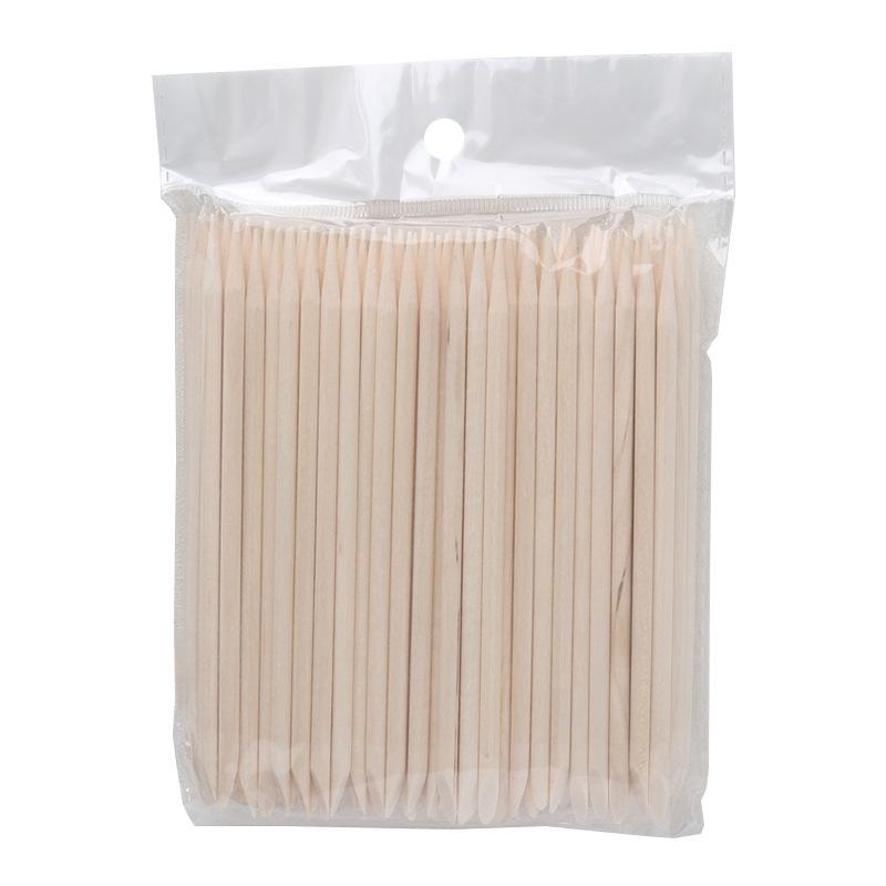 Nail Art Kit: 100 Orange & Beech Wood Sticks (11.4 cm) for Nails and Cleaning