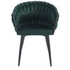 Dark green velvet chair with interwoven backrest and black legs Furnitex