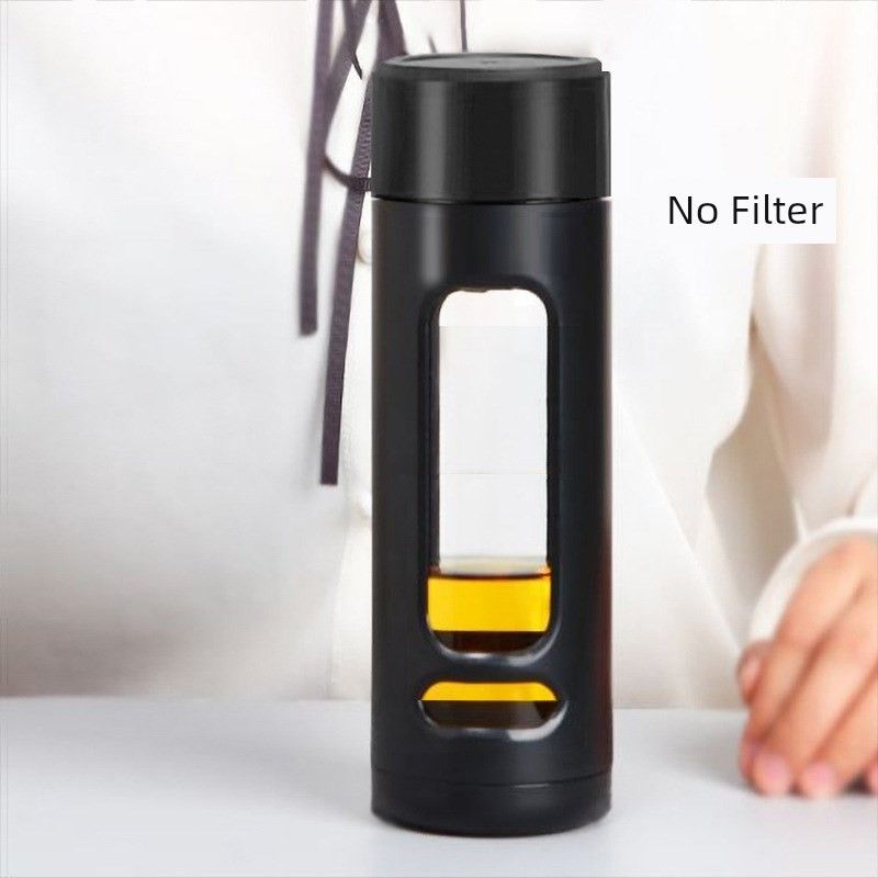 Three-Stage Tea Separation Cup, Glass Tea Cup, Portable High-End Cup for Men, Anti-Fall, Large Capacity, Insulated Cup Single Lid 366ml Single Cup
