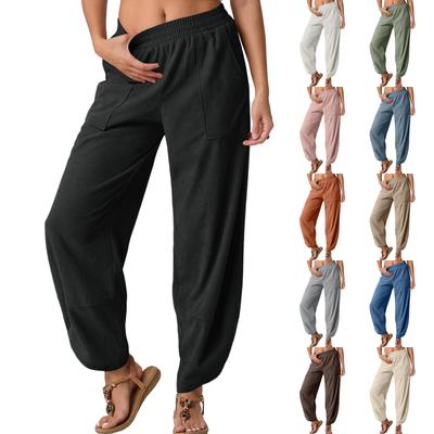Fashion Trend Women's Solid Color Pocket Casual Cropped Pants