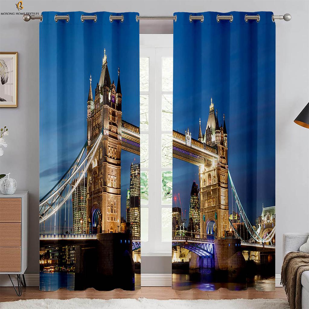 2-Pack City Building Gorgeous Night View 3d Printed Curtains Bedroom Living Room Study Kitchen Curtains Window Decoration