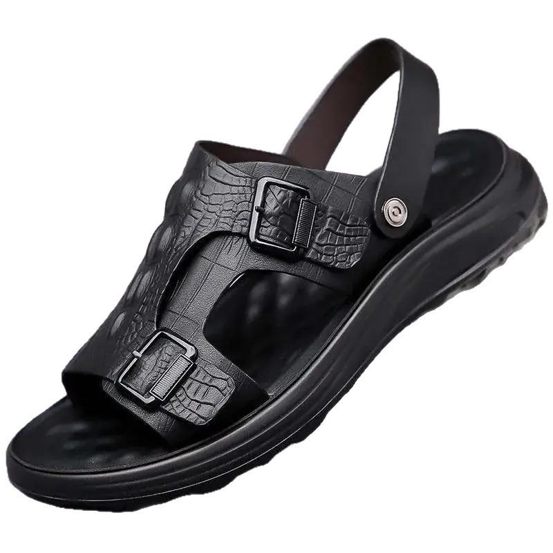 Men's sandals summer trend casual shoes breathable outdoor beach shoes soft sole two wear cool slippers flat bottom
