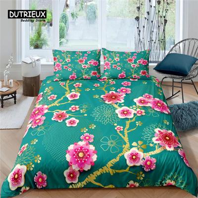 Home Living Luxus Blumenmuster 2/3-teiliges Weiches Bettbezug-Kissenbezug-Set Queen und King Size Kinderbettwäsche-Set EU/US/AU Größe