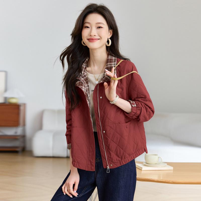 Petite Women's Trendy Plaid Patchwork Slimming Jacket