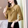 Damenmode Seiden Langarm Bluse mit Schleife, 2025 Neue Kollektion