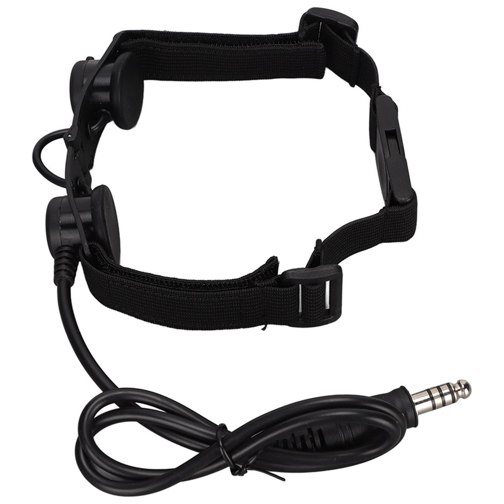 Throat Microphone Adjustable Noise Reduction Detachable 7.1mm Military Mic Earpiece Black