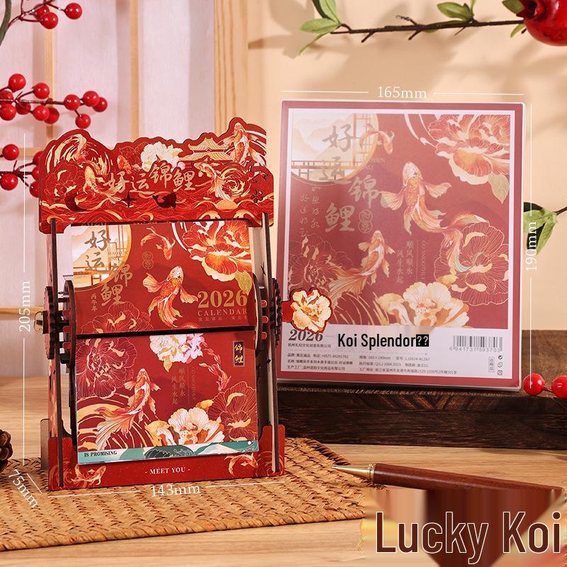 Xian Porcelain Hand-Cranked Desk Calendar: Rivers & Mountains Design, Office Ornament & Creative Gift