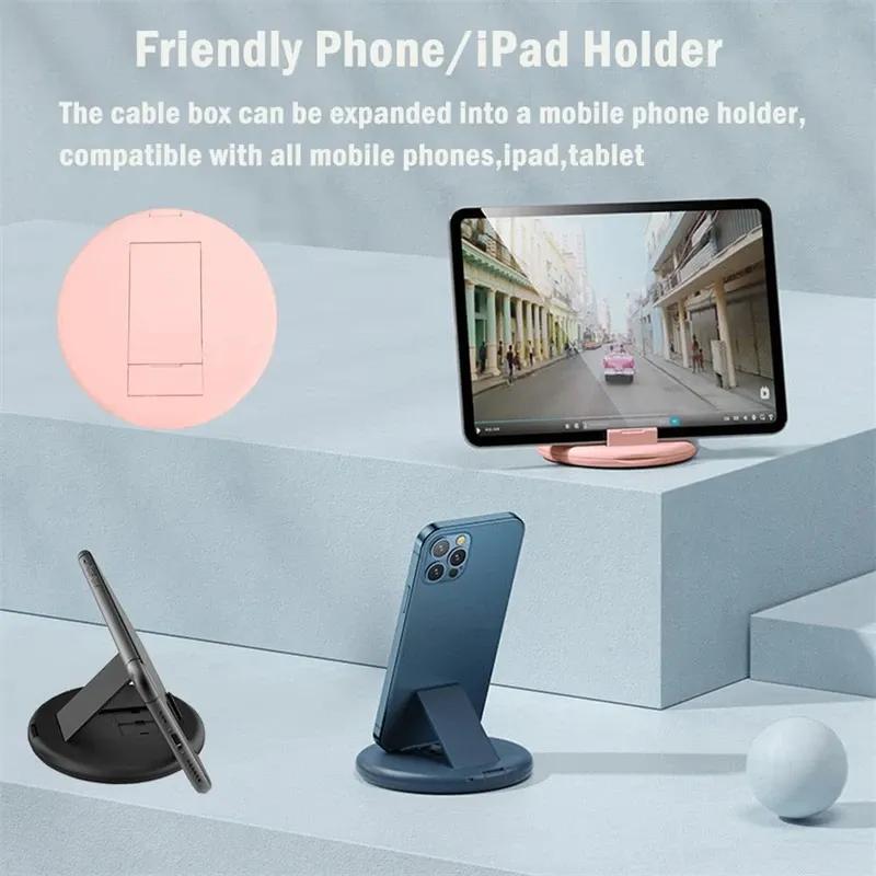 60W Fast Charging Cable 3-in-1 USB Data Cable with Storage Box Multi USB Charging Adapter Compatible with Type-C Lightning