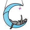 Cat Gift for Home Acrylic Hanging Pendant with Chain, Animal Ornament Window Decorative Wall Decor, Cute Lover Room Decoration Decor