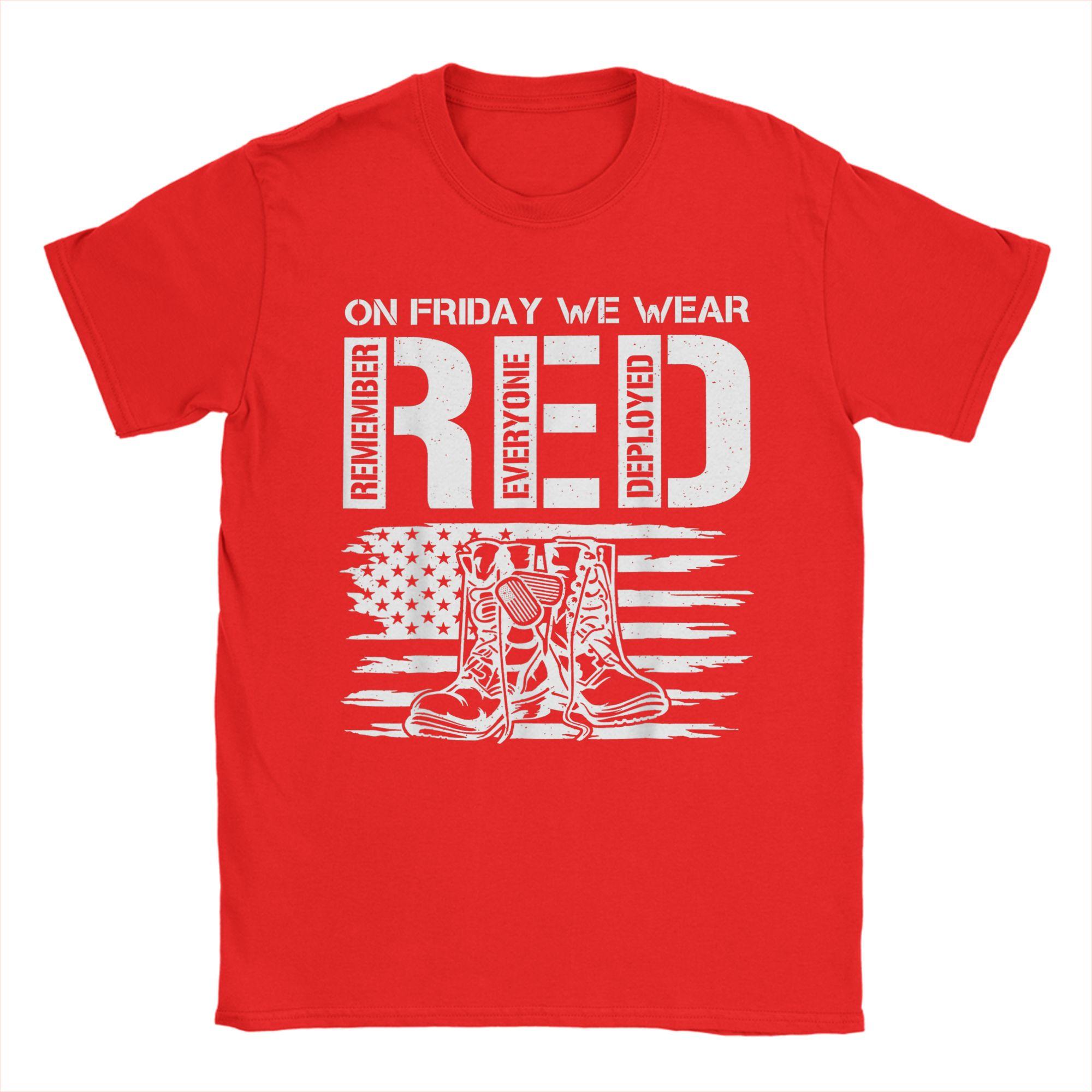 Unisexs On Friday We Wear Red Friday Military Support Troops US Flag T Shirt  Clothes Short Sleeve Crew Neck Tee Shirt TShirts S