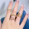 Purple Romantic Enamel Oil Dripping Butterfly Open Ring Light Luxury High-End Niche Design Medieval Flower Ring Woman