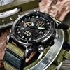 Men Big Brand Chronograph Watches Students Boys Fashion Nylon Band Dual Time Army Multi-function Sports Watch Relogio Masculino