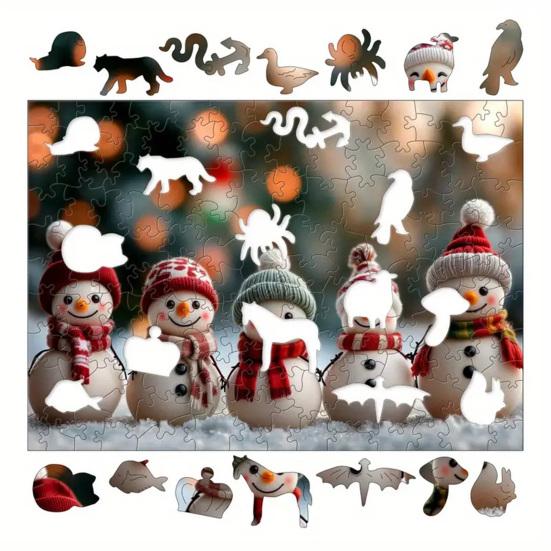 1 Set Puzzle din Lemn de Crăciun Vacanță de Iarnă Moș Crăciun Reni Sanie Puzzle Jucărie Educativă Decor pentru Casă