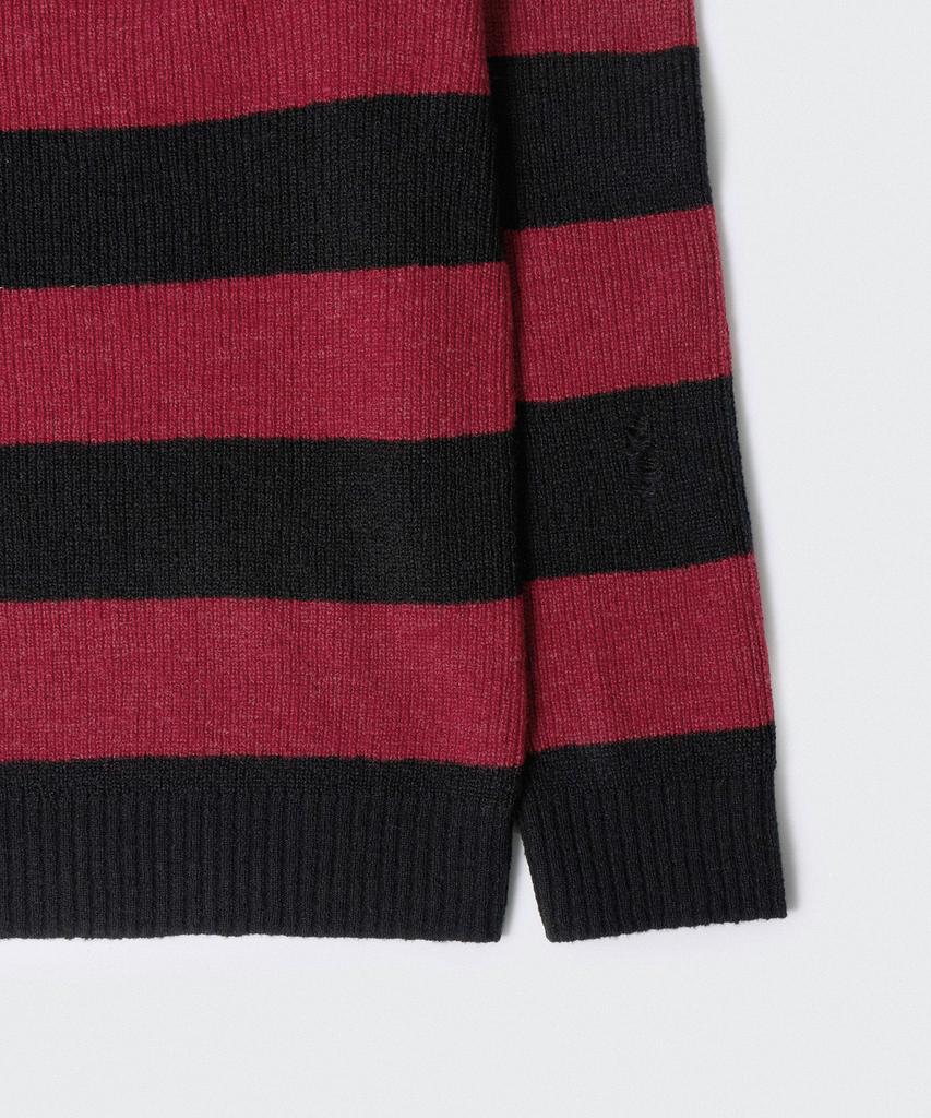 MUSINSA STANDARD 90S Grunge Stripe Crew Neck Knit [Red/Black]