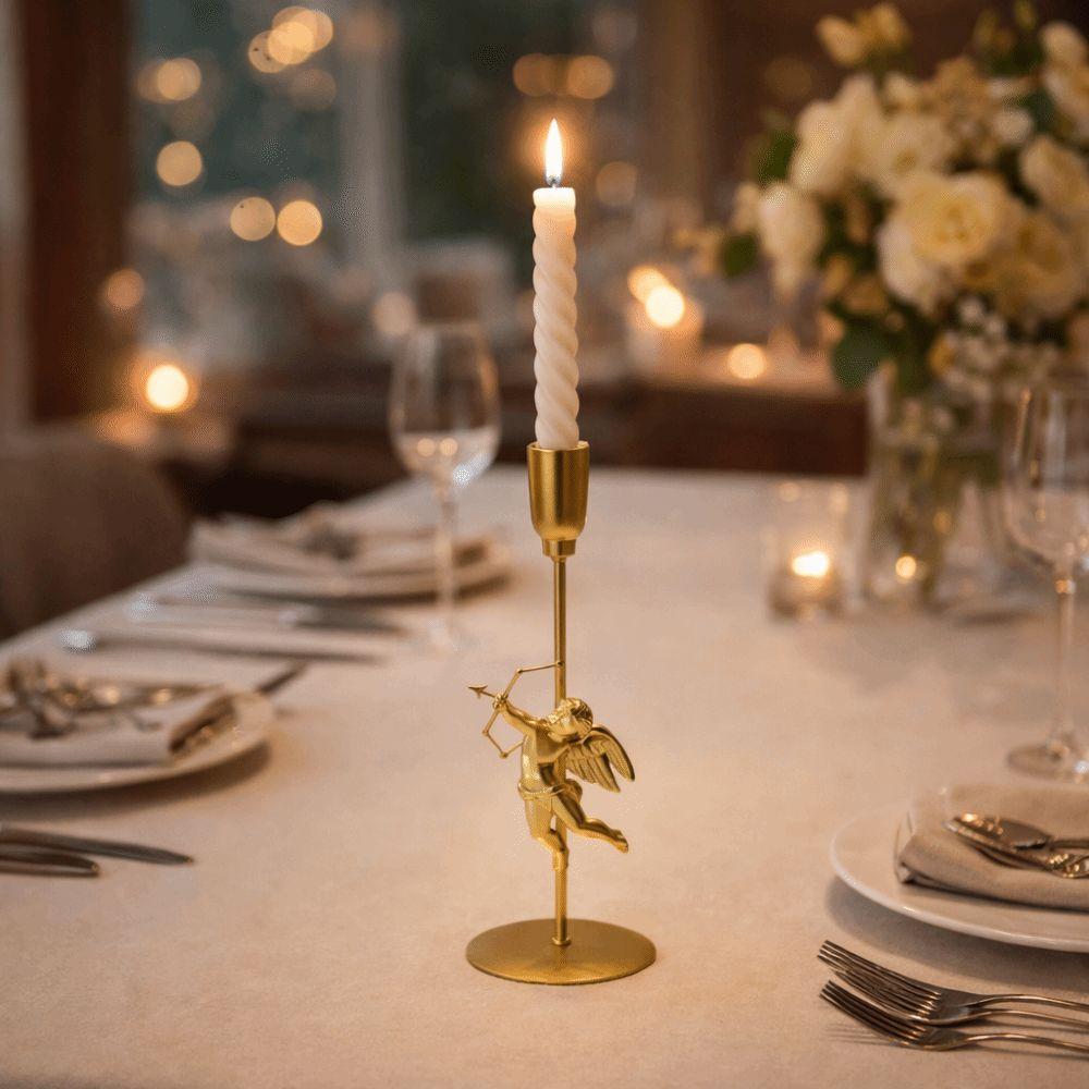 European Style Iron Art Candlestick Romantic Candlestick Holder Cupid Candle Holder  Dinning Table