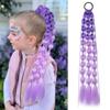 20" Colored Hair Extensions Lightweight with Hair Tie Kids Bubble Ponytail Extension Fashion Women Handmade Braided