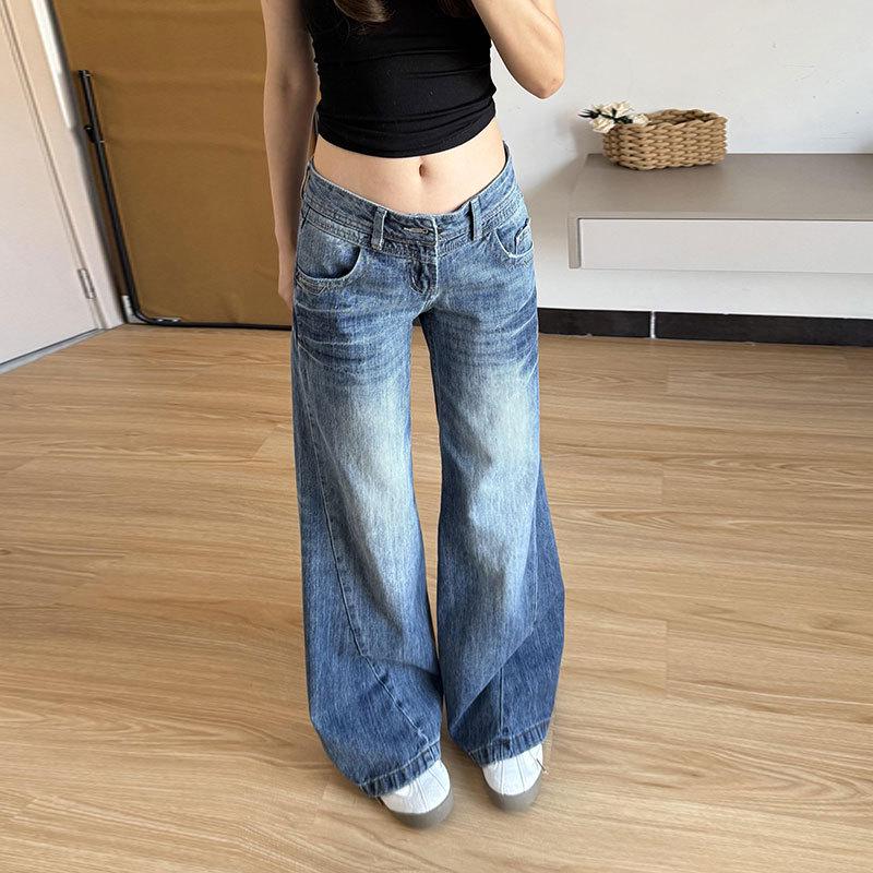 Fall 2025 Women s Plus Size Low-Waist Micro-Flare Jeans - Spicy Girl Collection 2XL синий