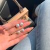 Silver Needle Flat Round Pearl Stud Earrings Women's New Simple Temperament Earrings In Light Luxury High-end Earrings
