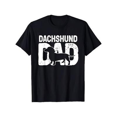 Europäische Größen Lustiges Dackel Hundeliebhaber T-Shirt für Dackel Papa & Besitzer - Weiches Lässiges Kurzarm-T-Shirt mit Dackel-Aufdruck