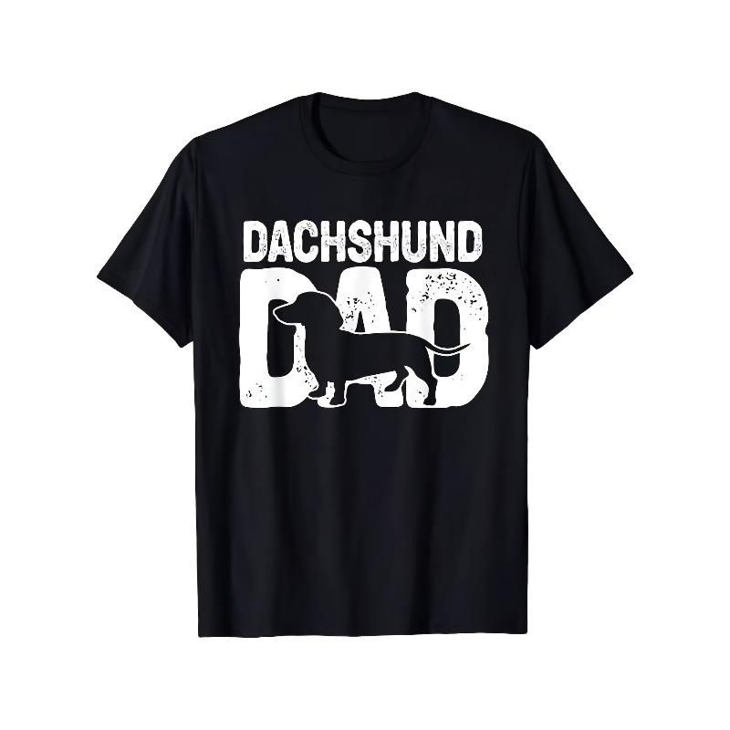 

European sizes Funny Dachshund Dog Lover T-Shirt for Dachshund Dad & Owners - Soft Casual Short Sleeve Tee with Dachshund Print 4XL чорний