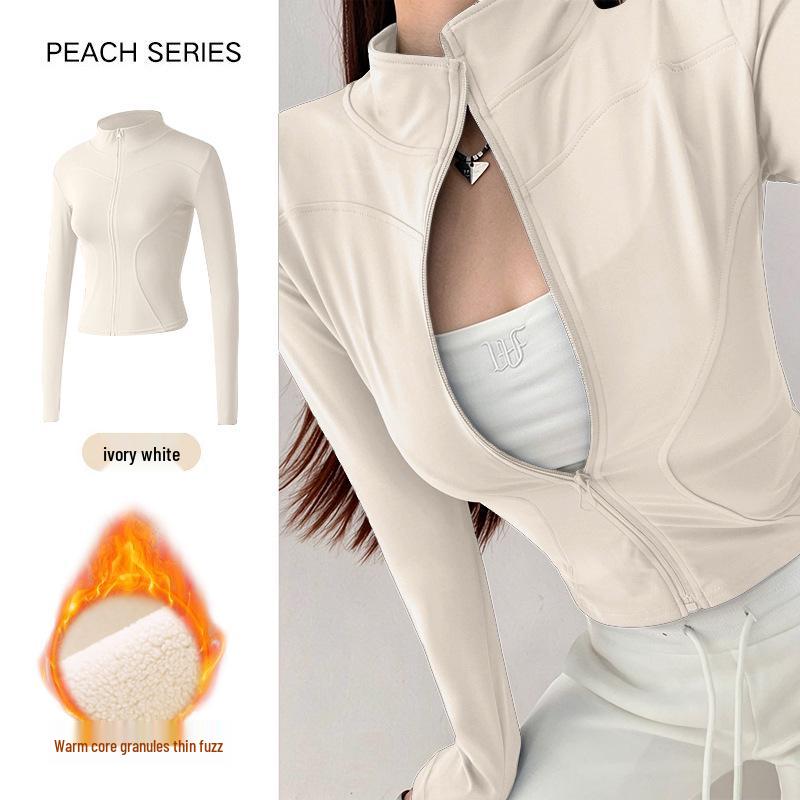Women's Slim-Fit Fleece-Lined Running Jacket - Autumn/Winter 2025 Yoga & Fitness Long Sleeve.