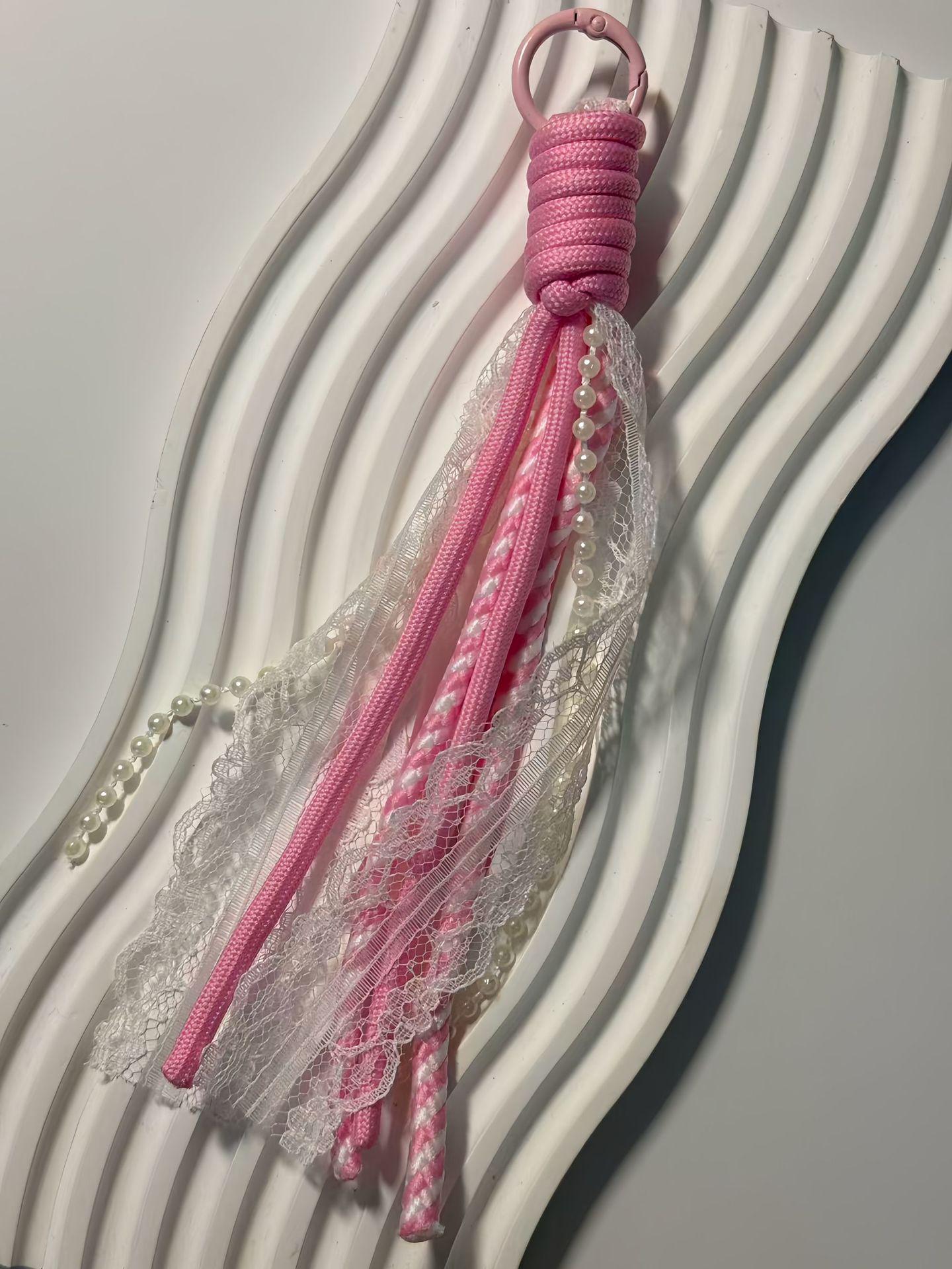 

Multi-color Polyester Phone Lanyard & Keychain - Anti-lost Woven Accessory for DIY Jewelry, Bags, and Zippers рожевий