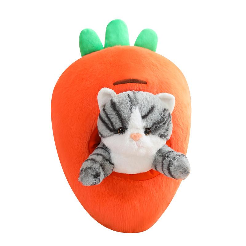 Creative cat fruit strawberry carrot throw pillow plush toy doll kitten doll children's doll
