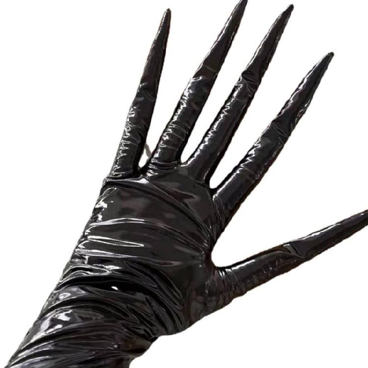 Stylish Enamel Leather Long Gloves for Female Party Wea Halloween Witch Costume Gloves for Evening Galas and Masquerades