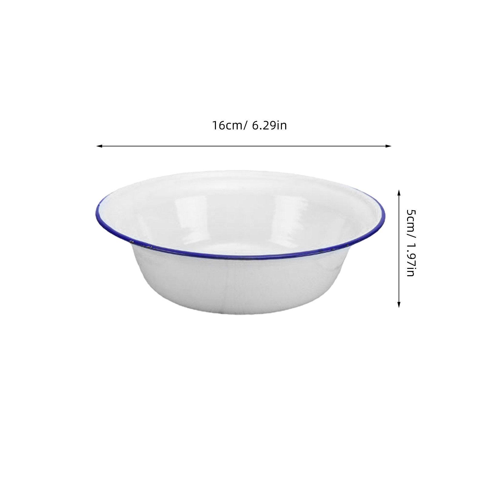 Enamel Bowl Unbreakable Enamelware Kitchen Basin Soup Salad Mixing Bowl Vintage Decorative Retro Household Enamel Tableware