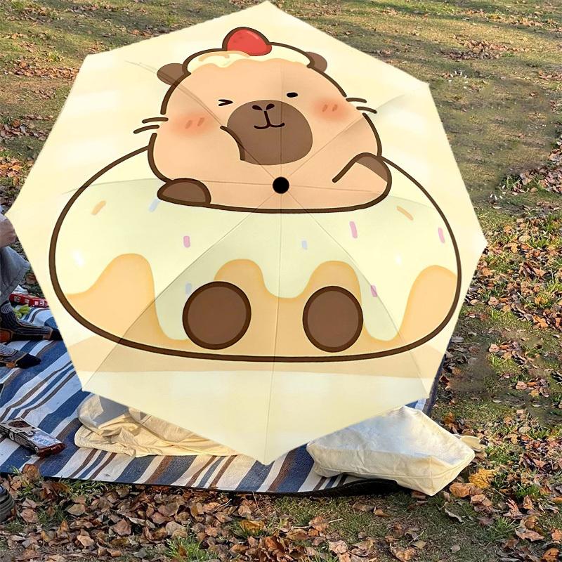 1PC Bear Donut Umbrella-8-Rib Reinforced, Automatic Open, Lightweight & Durable, Cute Fashion Accessory for Outdoor-Y0373