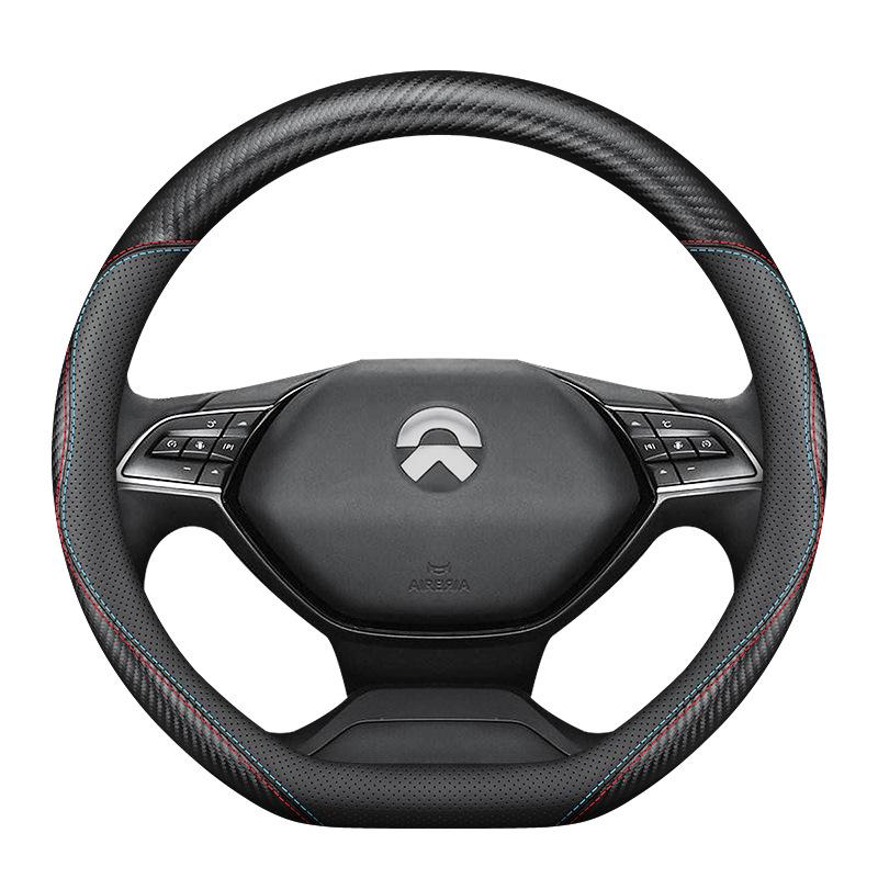 NIO Steering Wheel Cover: Genuine Leather D-Shape for ES6, ES8, EC6 Models - All-Season Protection.