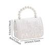 Little Girl Handbag Beading Handle Chic Purse for Daily Birthday Gift Events Milky White