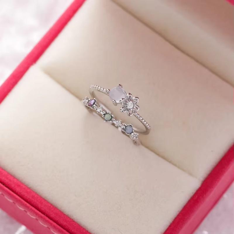 New Korean Exquisite Crystal Flower Fashion Temperament Sweet Versatile Love Opening Female Custom Jewelry