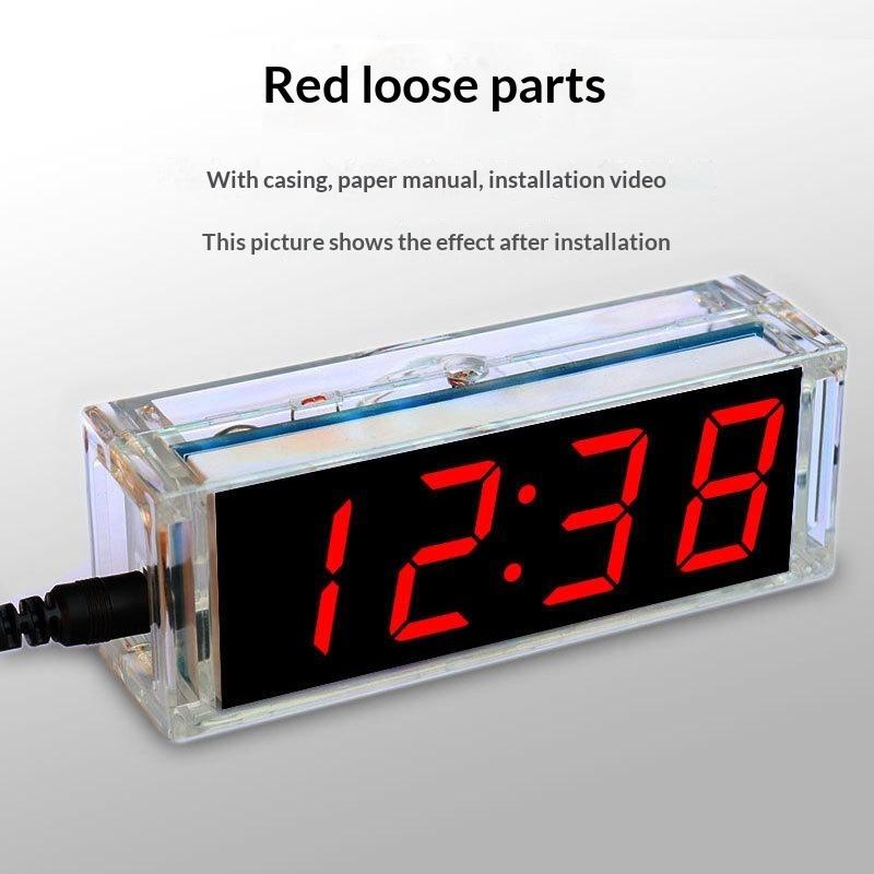 DIY MCU Electronic Clock LED Kit Light Control Temperature Thermometer Function for Desktop Bedroom Night Stand Decor