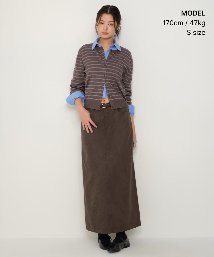 Musinsa Standard Woman Women'S Synthetic Suede Maxi Skirt [Brown]