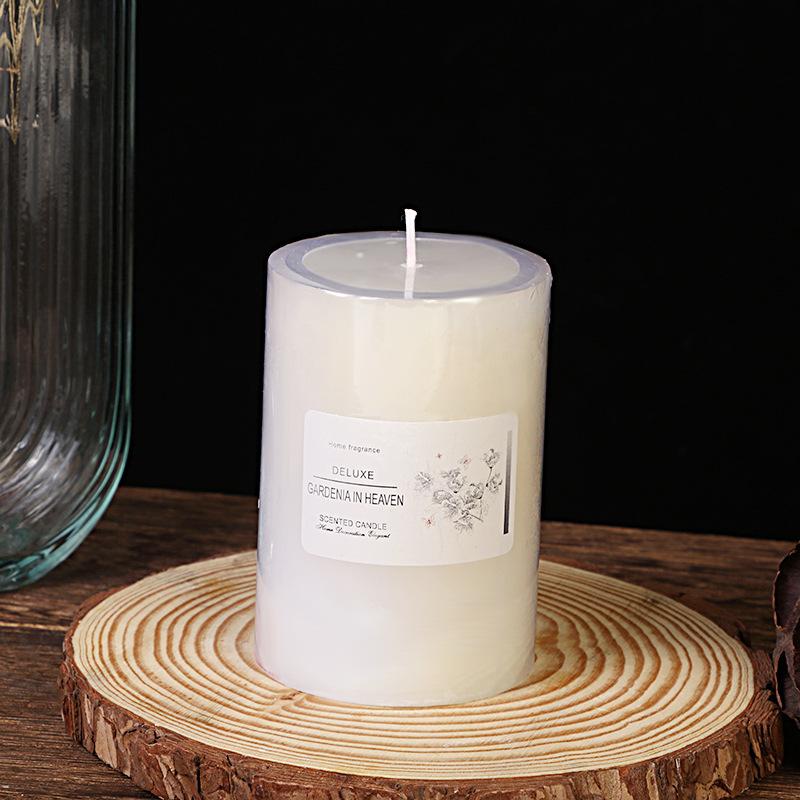 

Classic European Style Ivory White Large Cylinder Scented Candle Wedding Hotel Decoration Unscented Rod Wax 7 * 10cm Paradise Gardenia