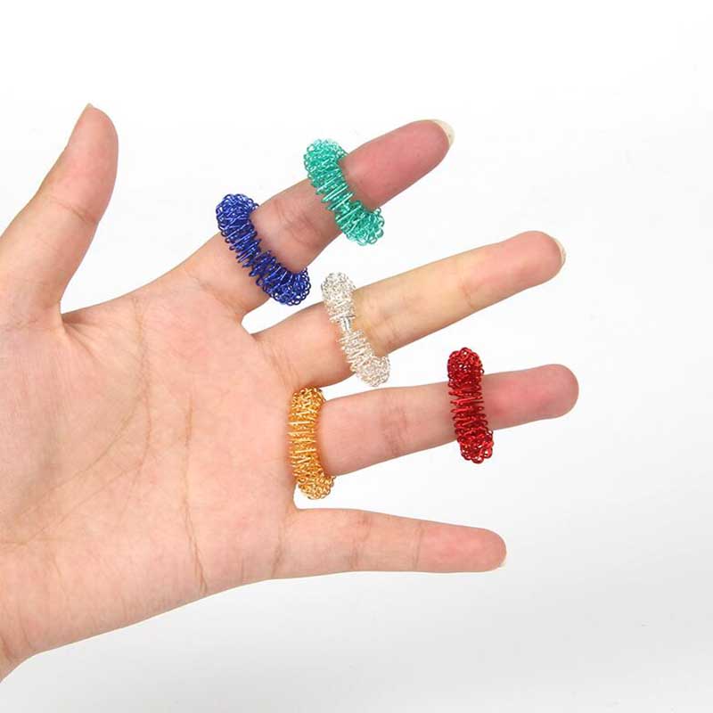 5/15Pcs Mini Spring Decompression Finger Ring Toy Finger Massager Spring Decompression Finger Massage Ring Hand Massage Tool