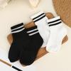 5 Pairs Student Sports Socks Cotton Soft Long Tube Socks Absorbing Sweat Girls Boys Baby Black White Tube Socks 1-13 Years
